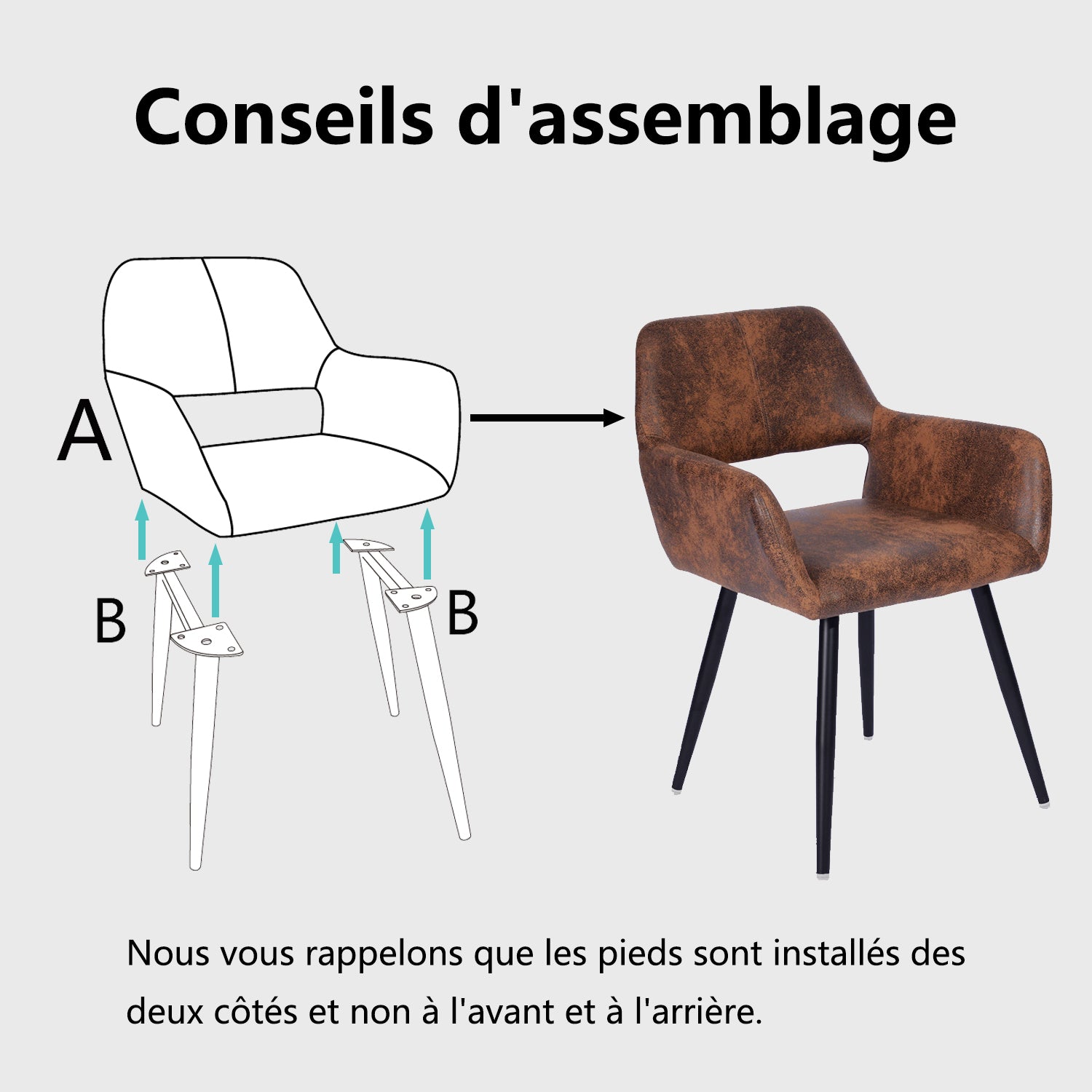 Ensemble table à manger extensible noire avec 4 fauteuils en suédine, style scandinave