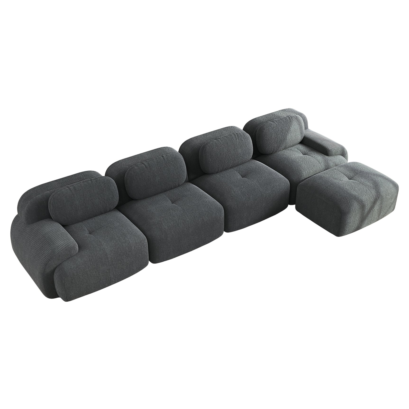 2-seater sofa bed in dark gray fabric with side pockets, modern convertible sofa