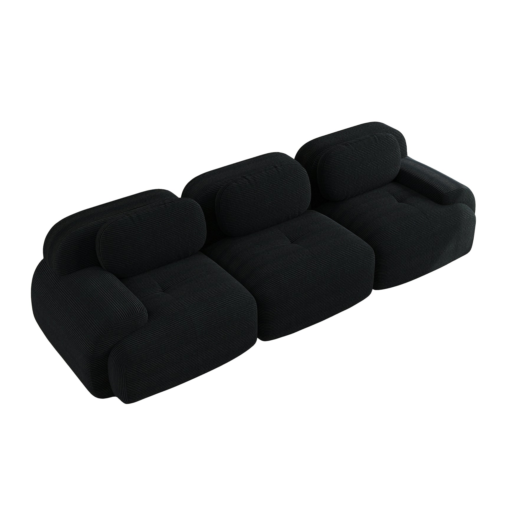 2-seater sofa bed in dark gray fabric with side pockets, modern convertible sofa