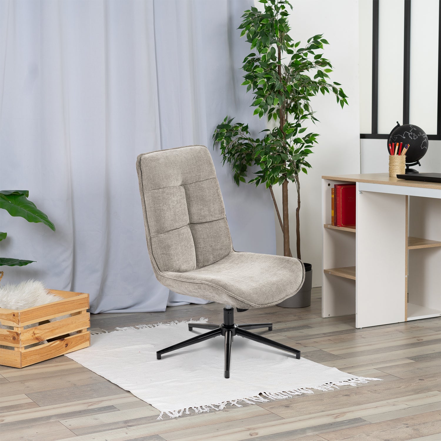 Adjustable leisure armchair in 360 ° swivel crushed caterpillar - Charlotte