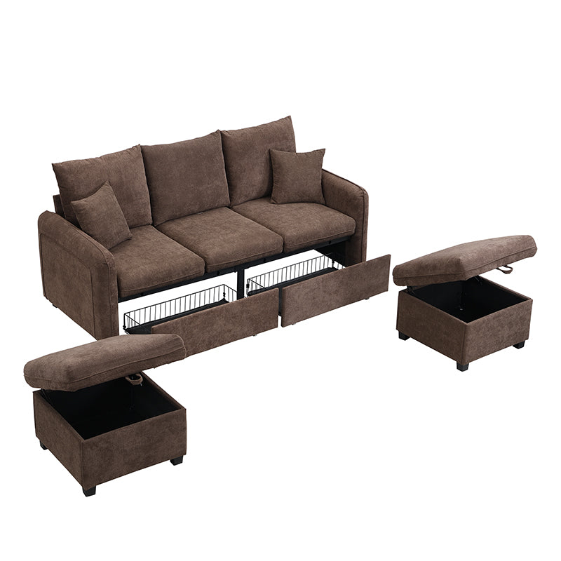 2-seater sofa in beige fabric Scandinavian style - AHBARM