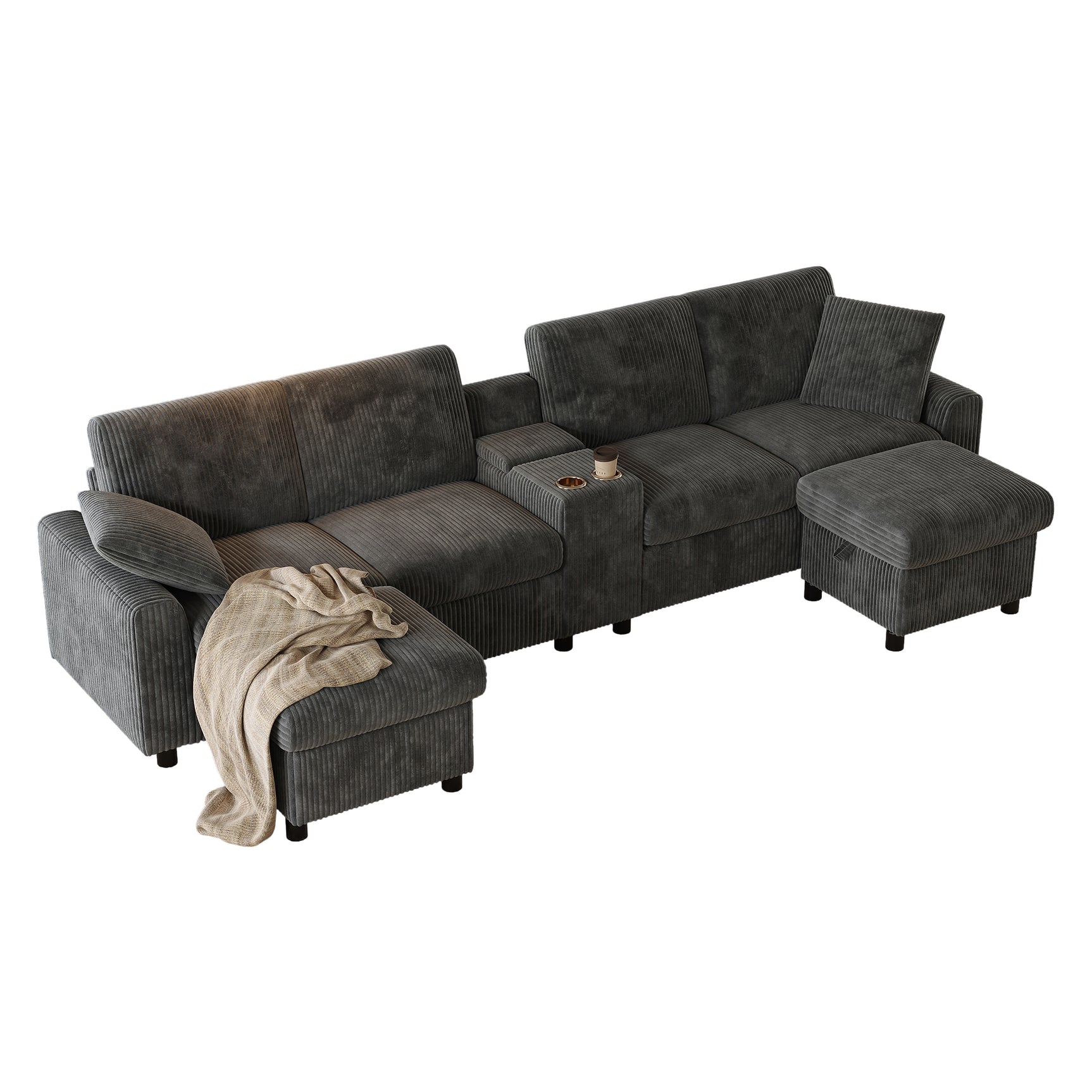 2-seater sofa in beige fabric Scandinavian style - AHBARM