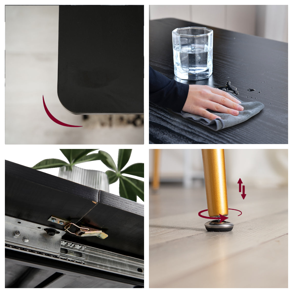 Ensemble de salle à manger comprenant une table extensible et 4 fauteuil pivotant confortables en suédine