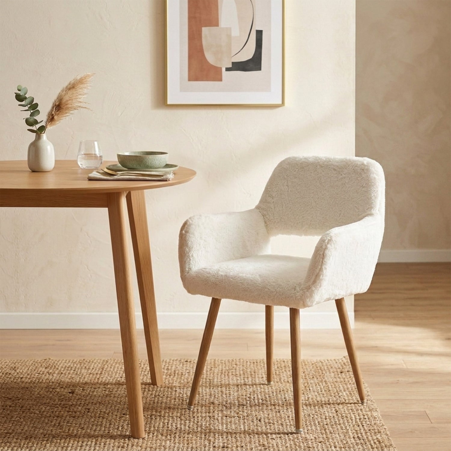 Scandinavian dining chair with black fabric armrests - CROMWELL BLACK Ⅰ