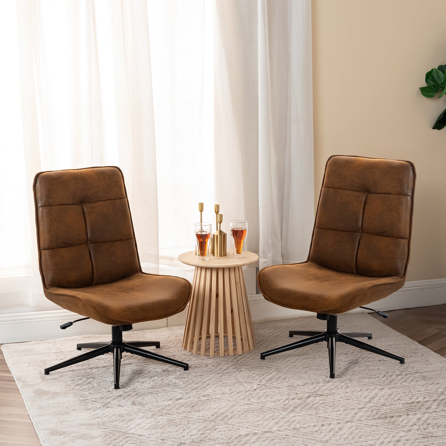 Leisure chair adjustable in 360 ° swivel suede - Charlotte
