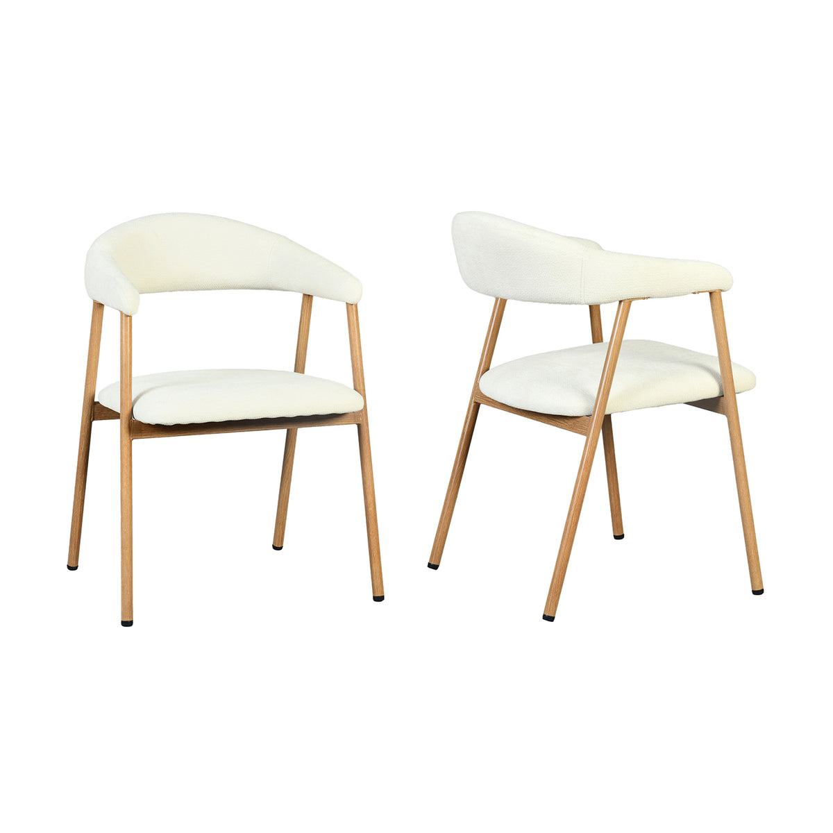 Set of 2 Scandinavian dining room armchairs with beige fabric armrests - Cromwell