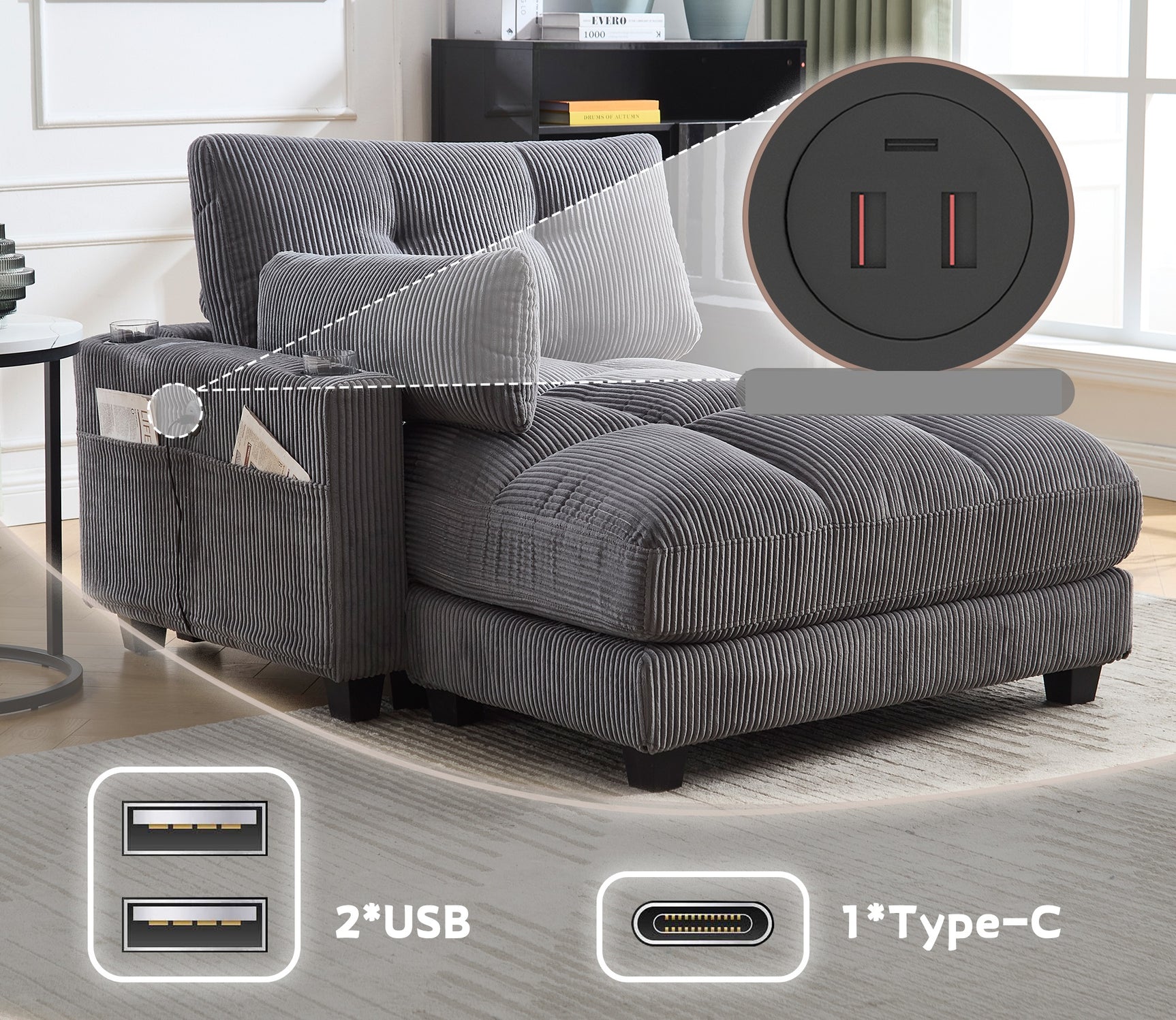 2-Sitzer-Sofa aus beigem Stoff im skandinavischen Stil – AHBARM