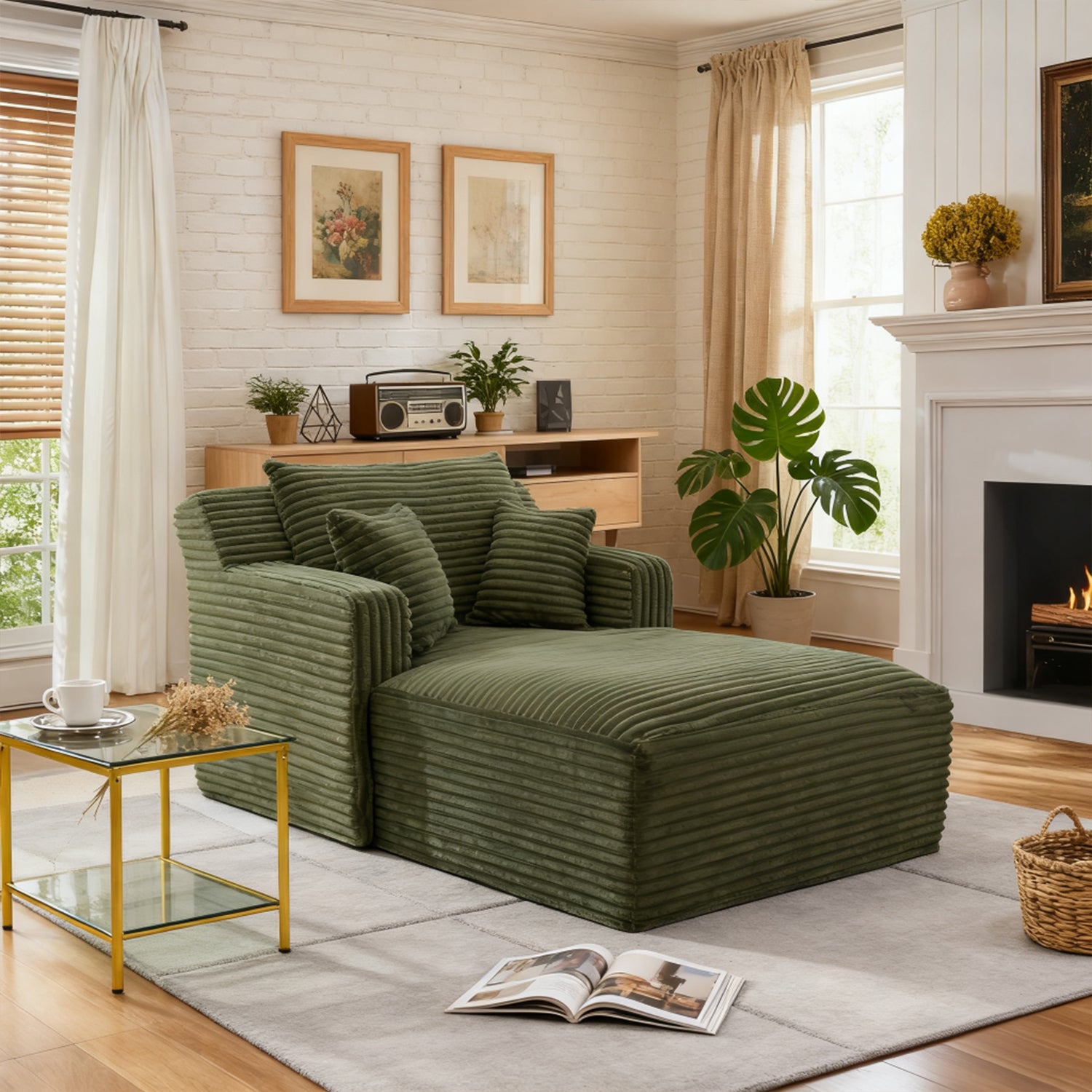 2-Sitzer-Sofa aus beigem Stoff im skandinavischen Stil – AHBARM