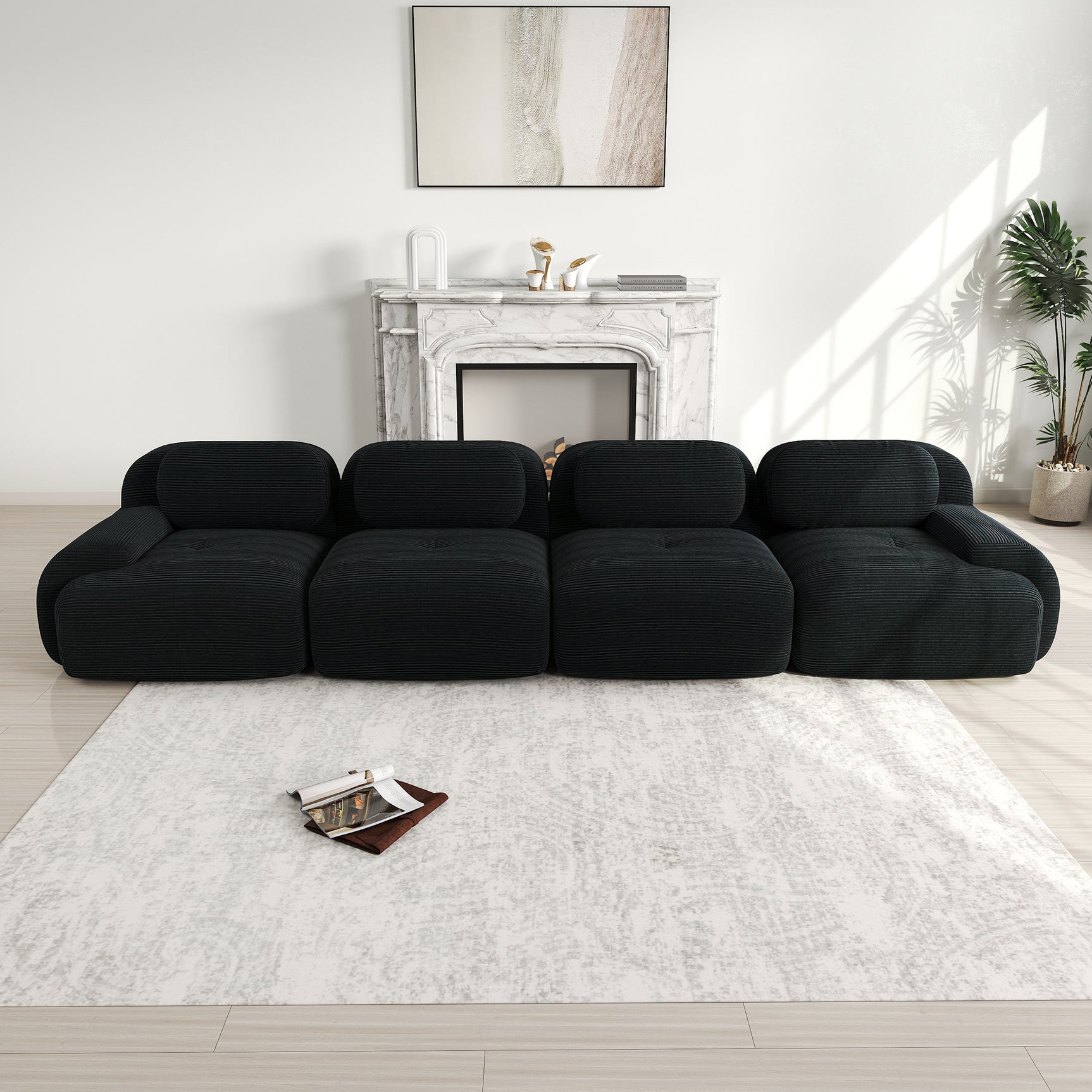 2-seater sofa bed in dark gray fabric with side pockets, modern convertible sofa