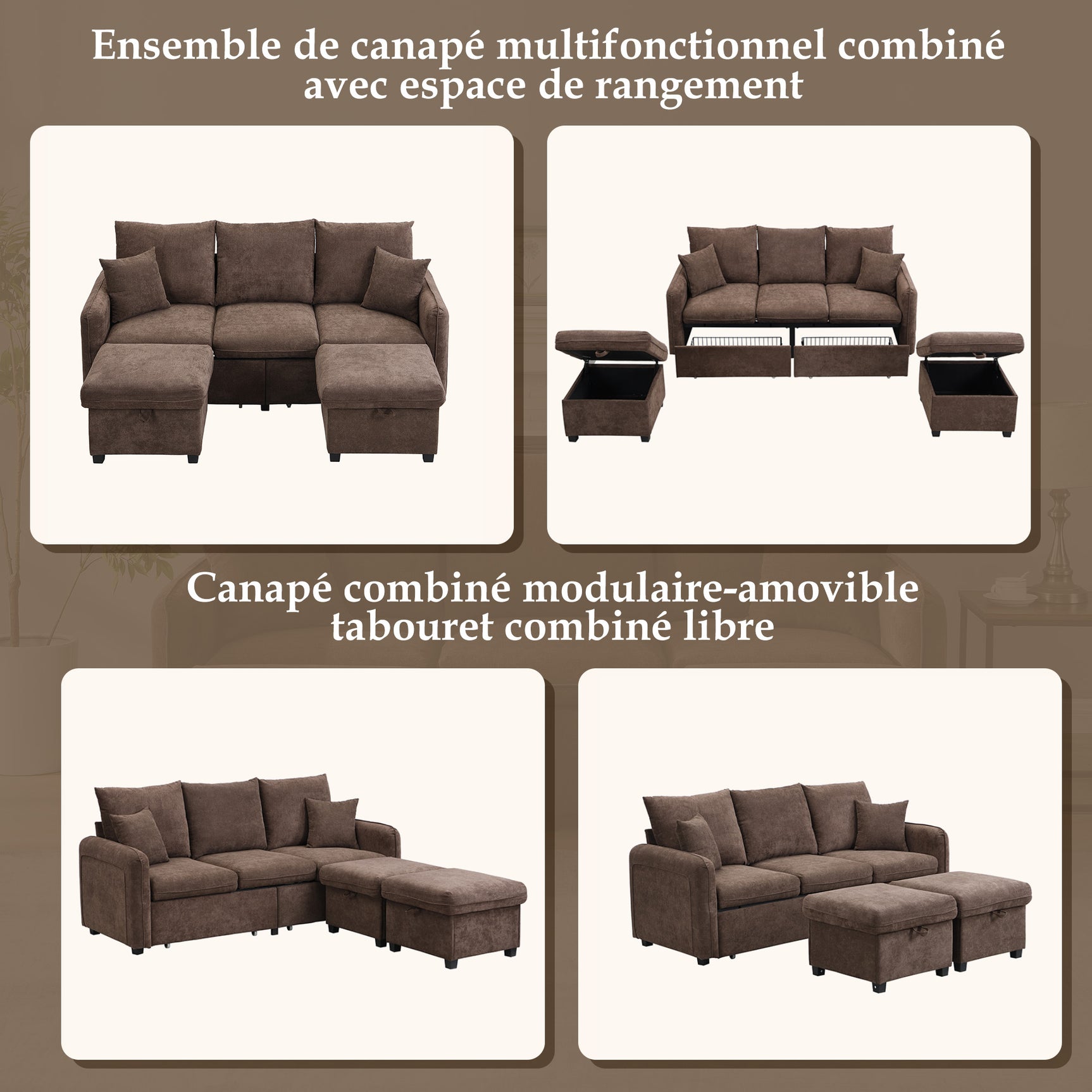 2-seater sofa in beige fabric Scandinavian style - AHBARM