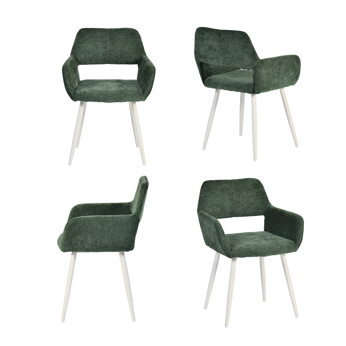 Set of 2 Scandinavian dining room armchairs with beige fabric armrests - Cromwell