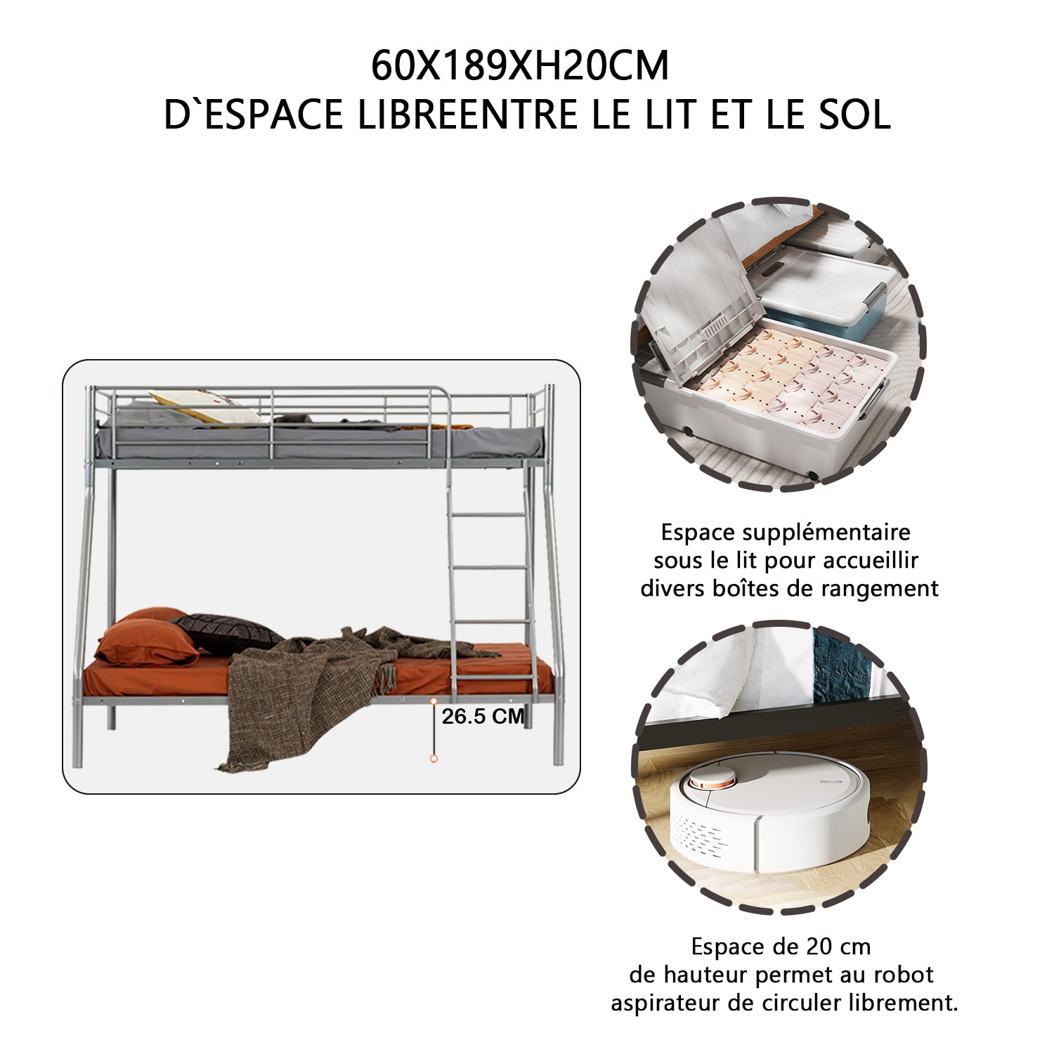Bühne Bett 3 Sitze und 2 Stock