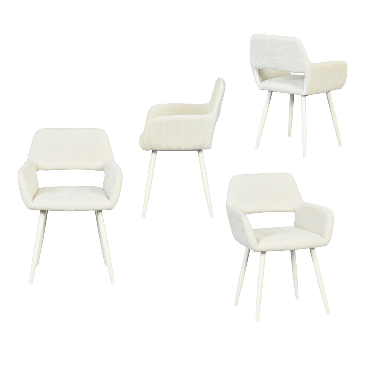 Set of 2 Scandinavian dining room armchairs with beige fabric armrests - Cromwell