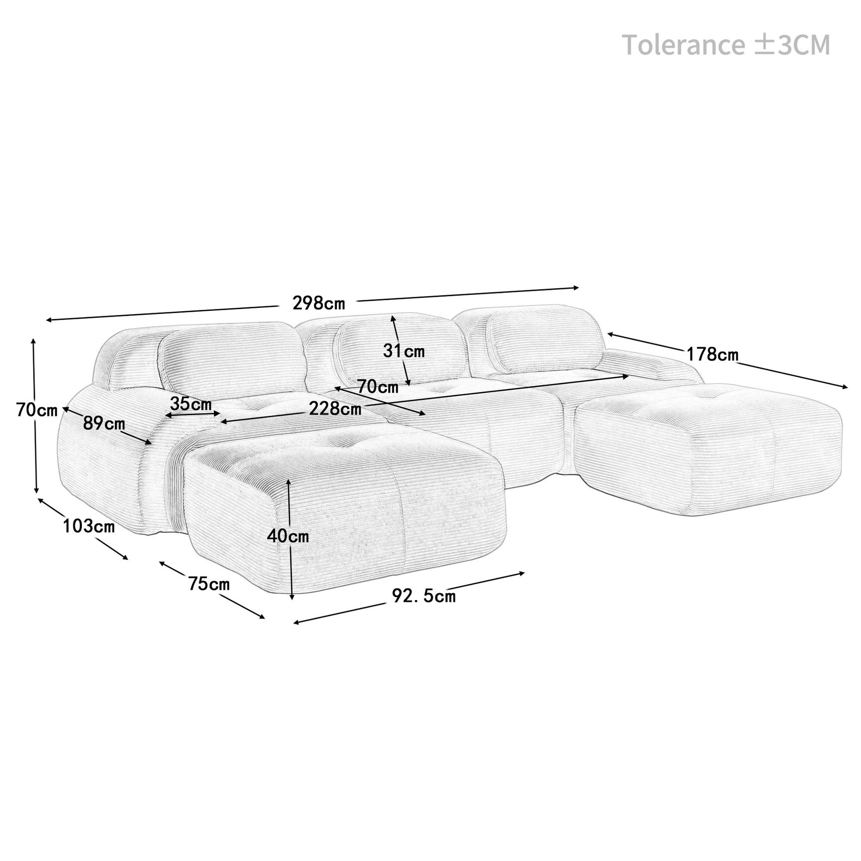 2-seater sofa bed in dark gray fabric with side pockets, modern convertible sofa