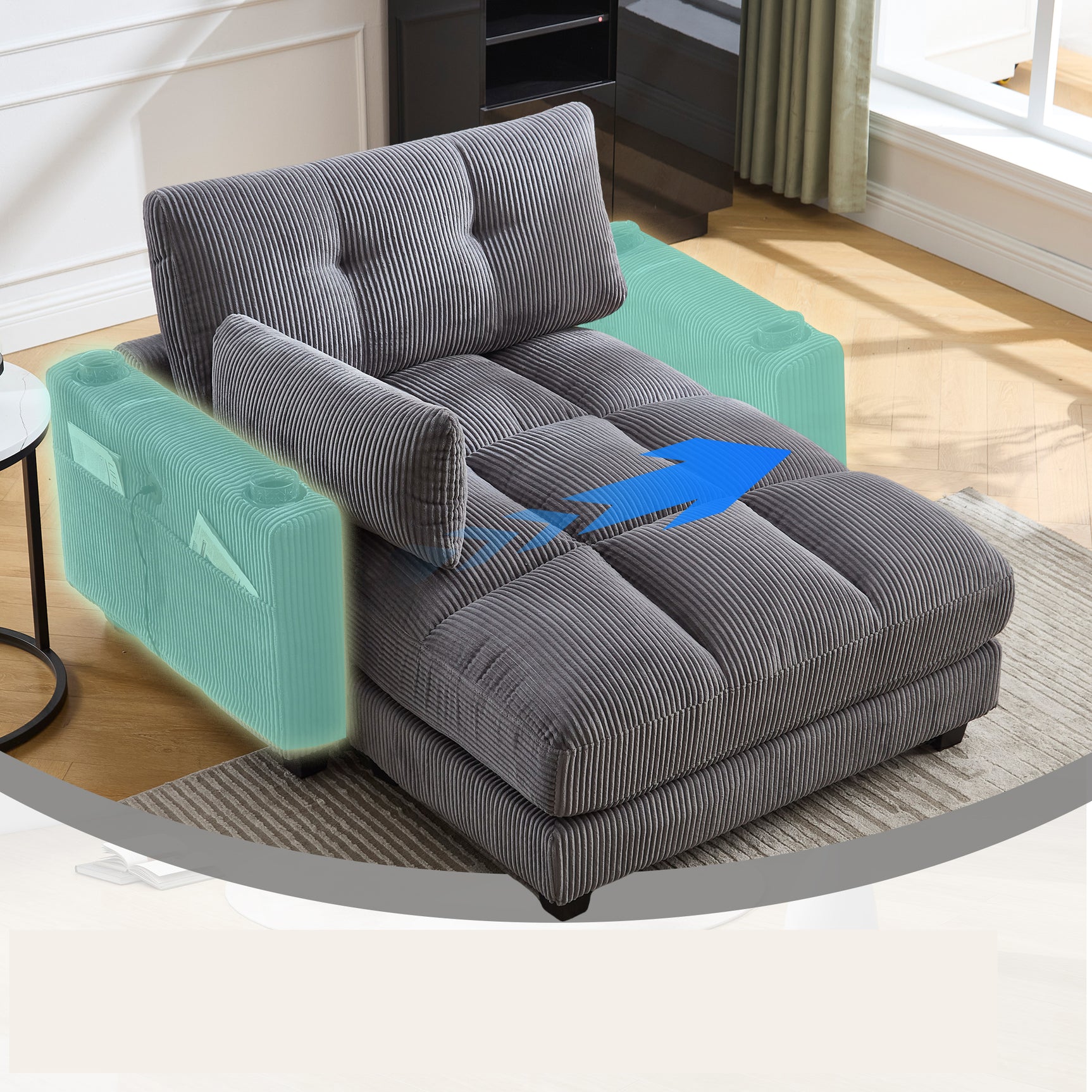 2-Sitzer-Sofa aus beigem Stoff im skandinavischen Stil – AHBARM
