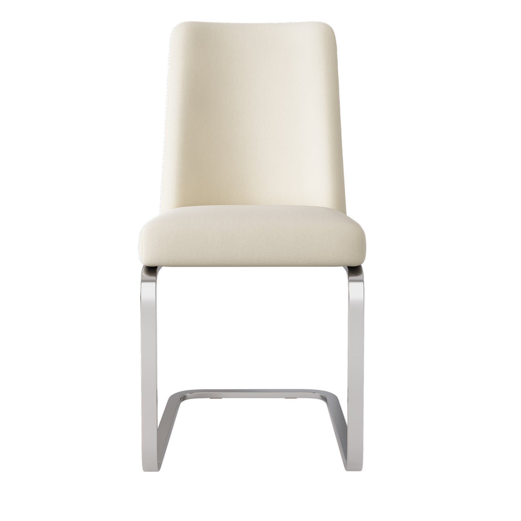 Set of 2 beige velvet dining chairs with diamond pattern and silver metal feet backrest