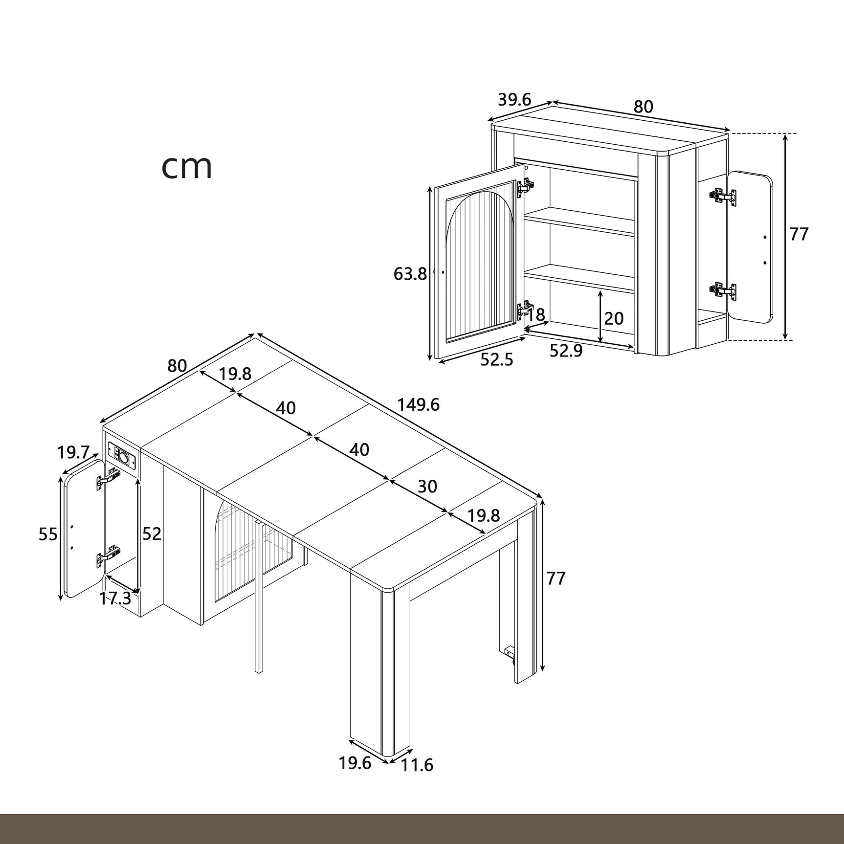 Ausziehbarer Esstisch 140/180 x 80 x 75 cm mit MDF-Platte in weißem Marmoreffekt und schwarzen Metallbeinen