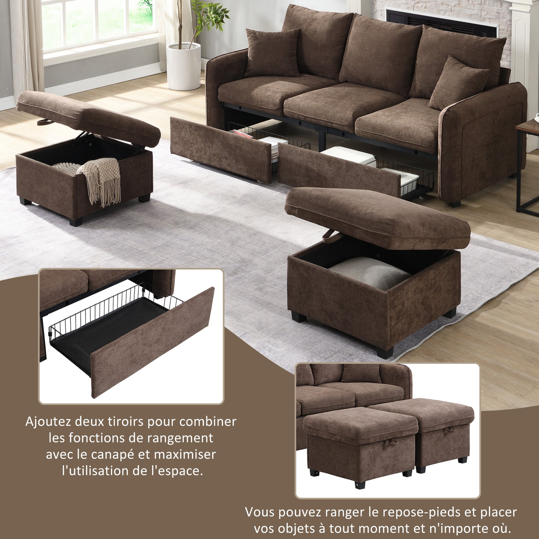 2-seater sofa in beige fabric Scandinavian style - AHBARM