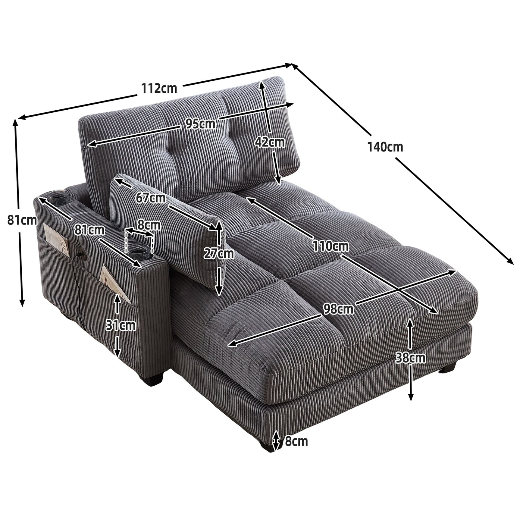2-Sitzer-Sofa aus beigem Stoff im skandinavischen Stil – AHBARM