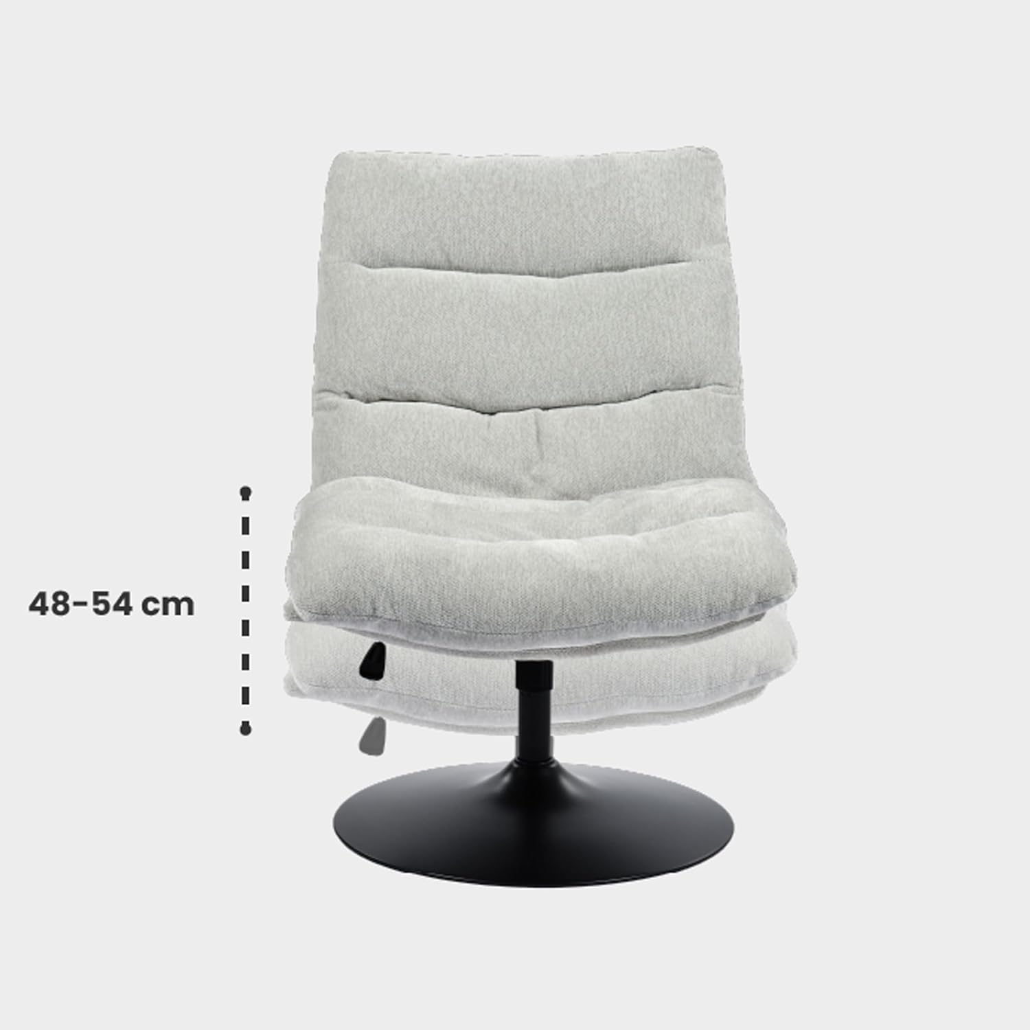 Fauteuil de loisirs réglable en tissu chenille gris pivotant à 360° - LAMBERY