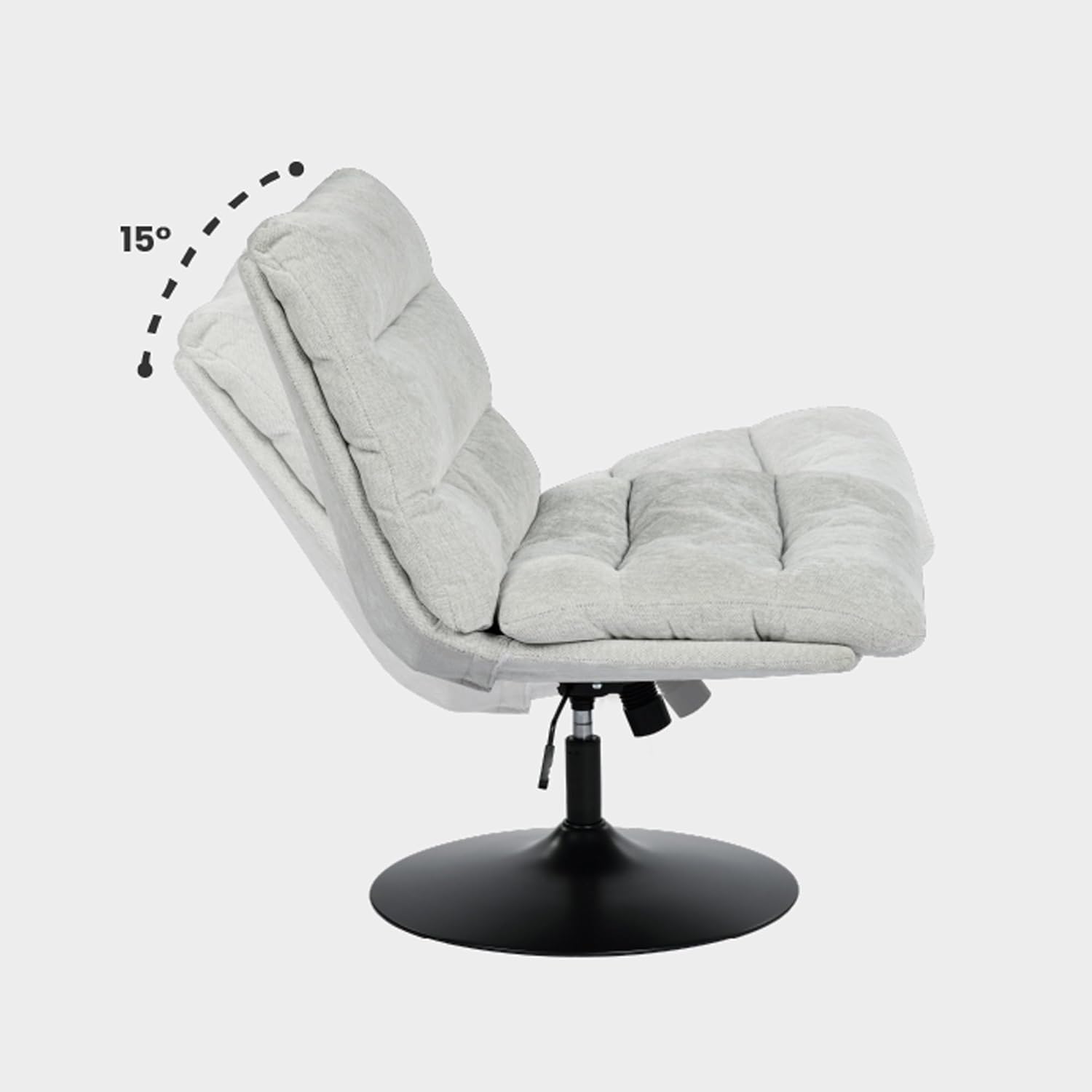 Fauteuil de loisirs réglable en tissu chenille gris pivotant à 360° - LAMBERY