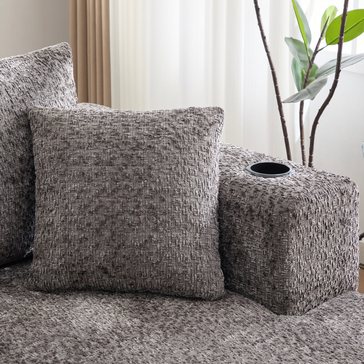Canapé d’angle modulaire gris 3 place