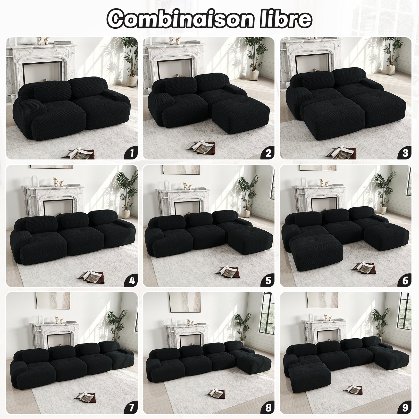 2-seater sofa bed in dark gray fabric with side pockets, modern convertible sofa