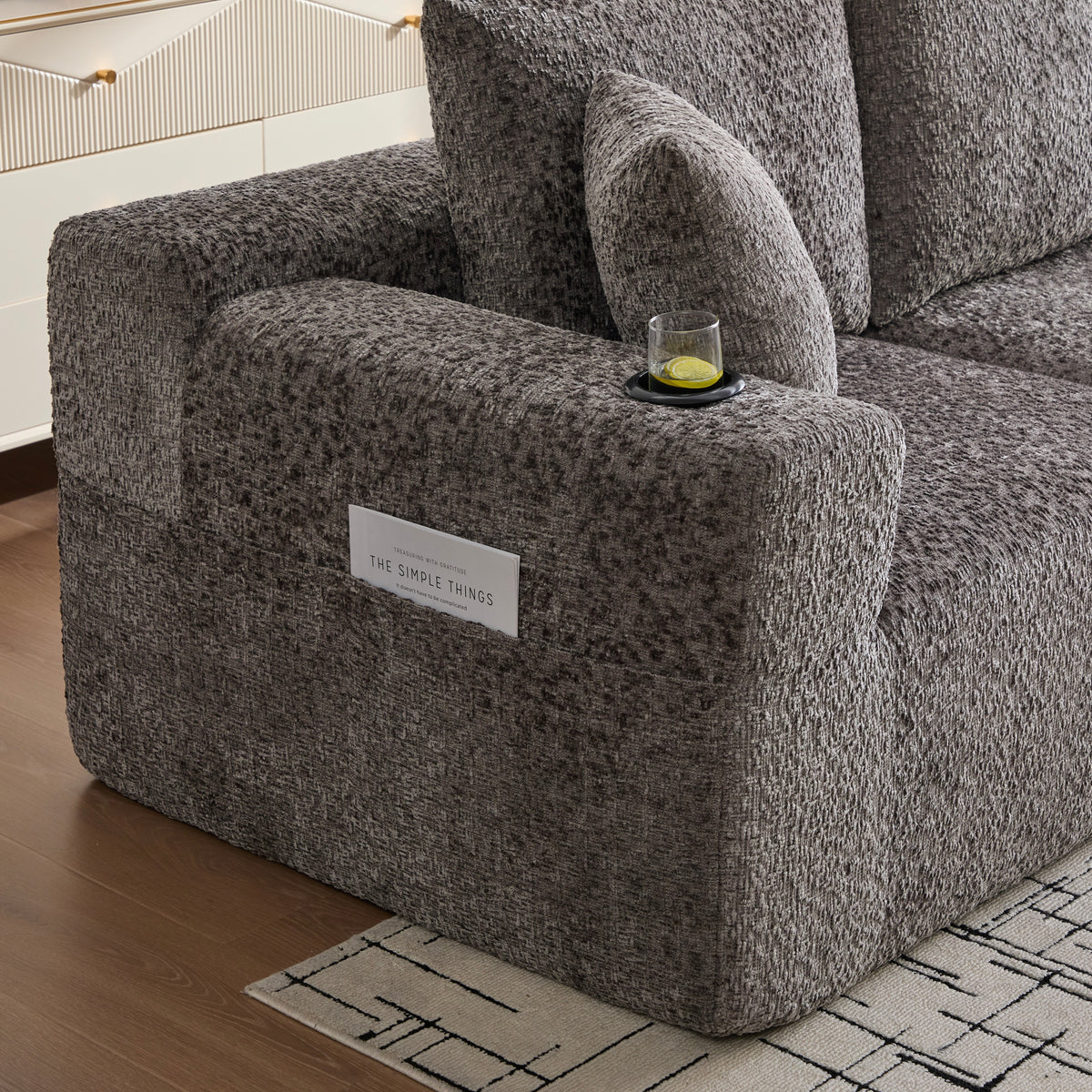 Canapé d’angle modulaire gris 3 place