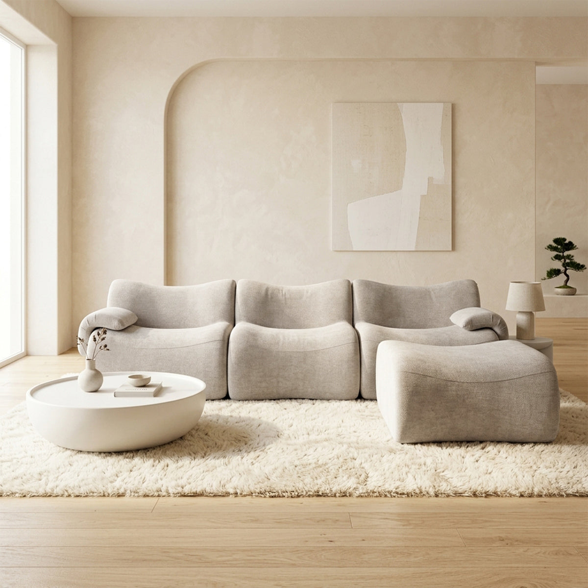2-seater sofa bed in dark gray fabric with side pockets, modern convertible sofa