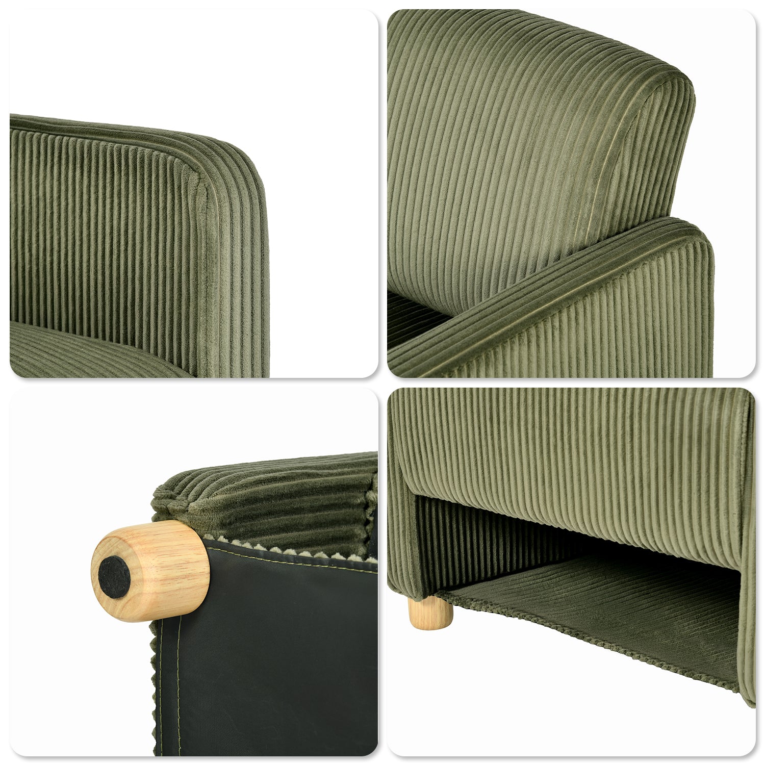Loungesessel mit Armlehnen aus beigem Cord – DOMCO