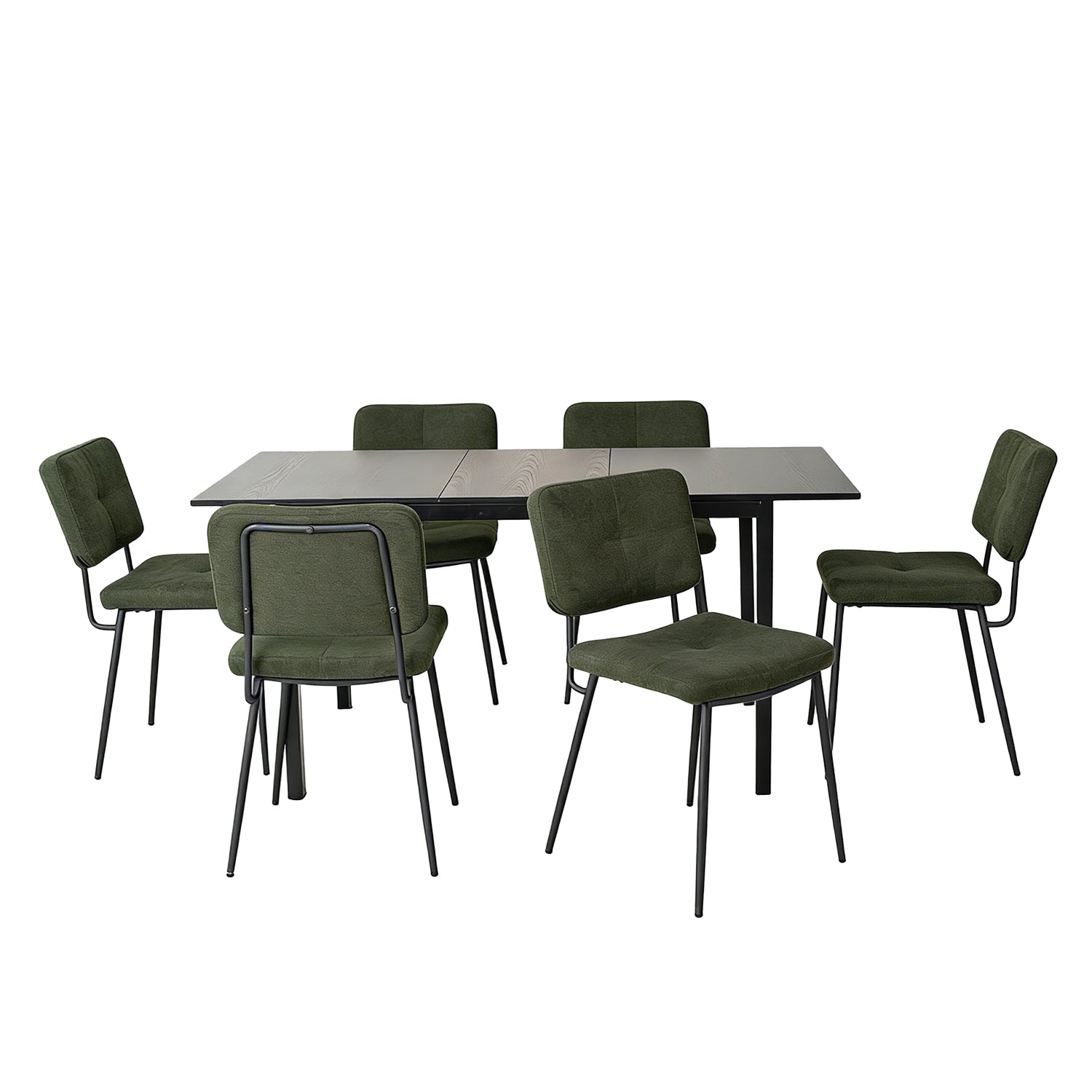 Round Table Table Table Table Timber Ø80 cm with 4 black velvet chairs, modern and comfortable style