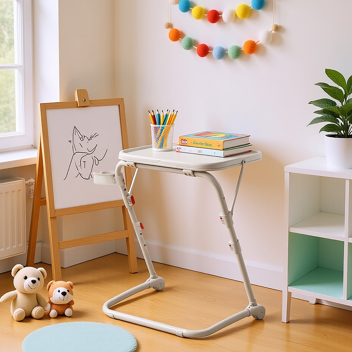 Foldable side table for laptop, adjustable sofa adjustable sofa with tilting tray and cup holder-baseline