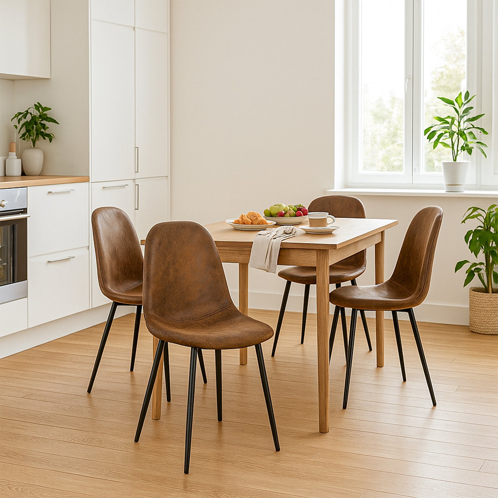 Lot de 4 chaises de salle à manger industrielles en suédine - CHARLTON