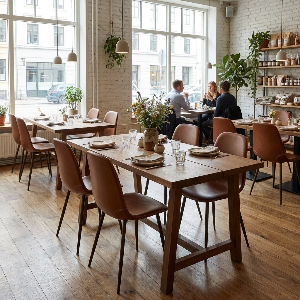 Set of 4 industrial dining chairs in suede - Charlton