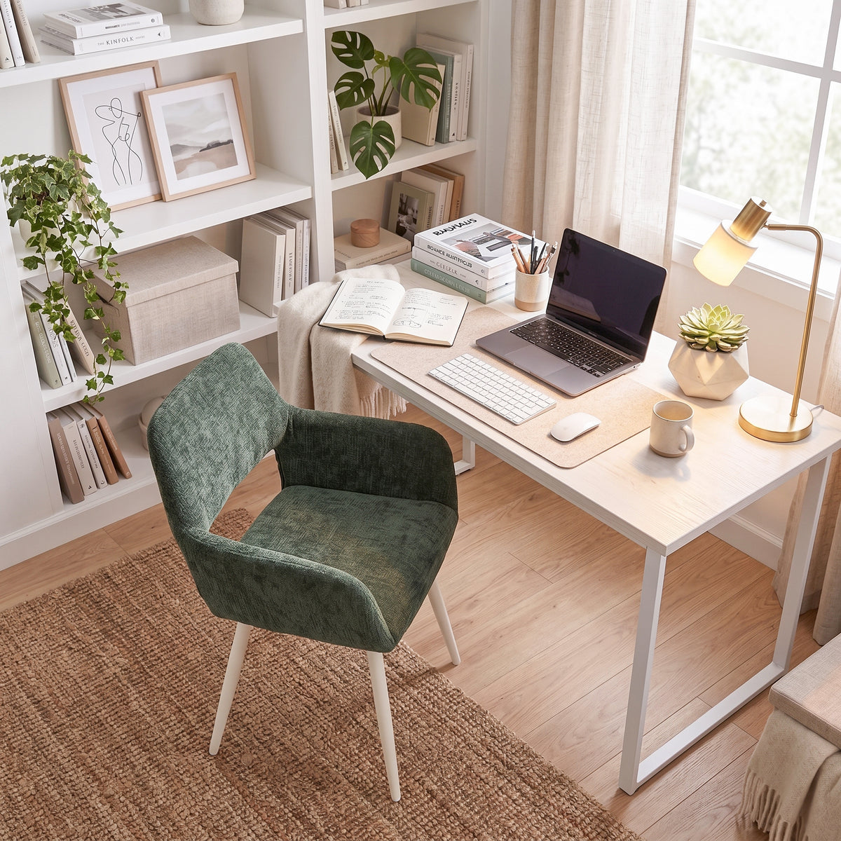 Set of 2 Scandinavian dining room armchairs with beige fabric armrests - Cromwell