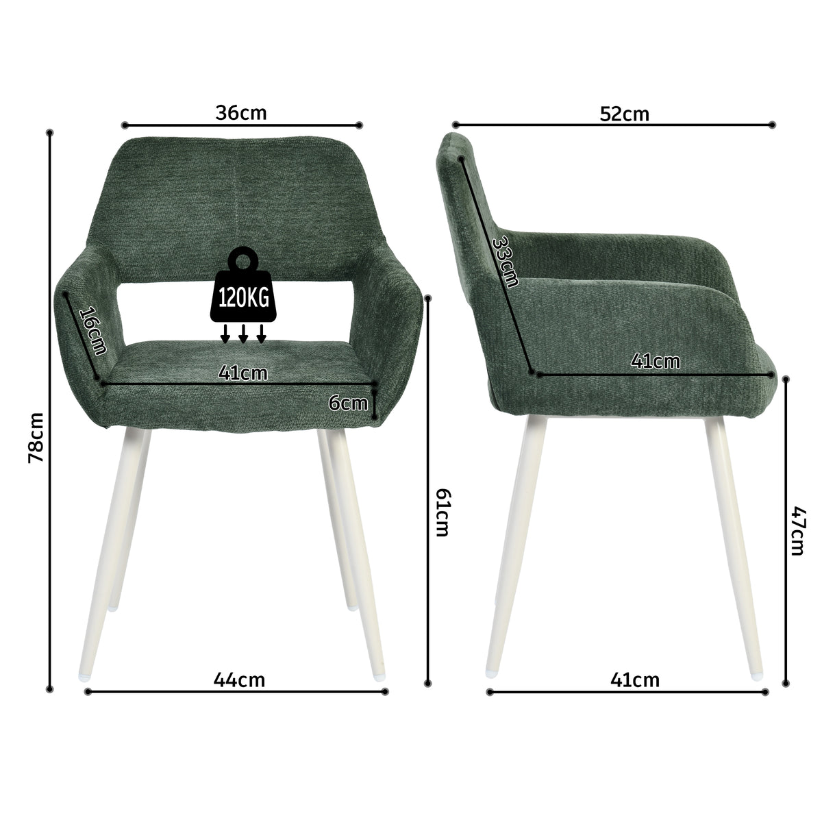 Set of 2 Scandinavian dining room armchairs with beige fabric armrests - Cromwell