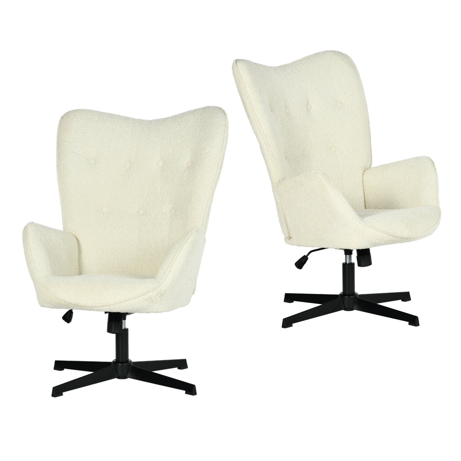 Adjustable Ergonomic Office Armchair Pivoting with fabric armrests white loop - Thomasina