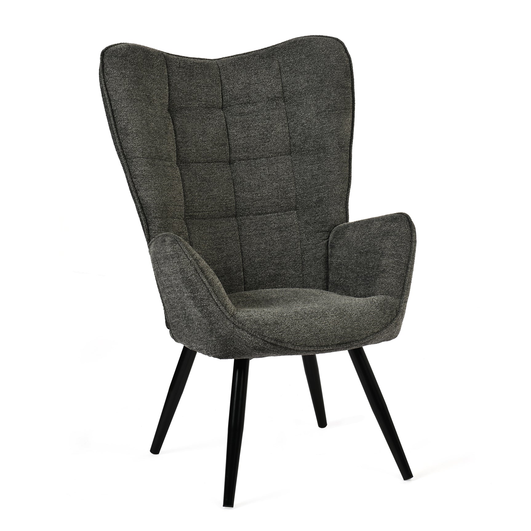 Fauteuil scandinave avec accoudoirs en tissu gris foncé à surpiqûres - FUNKEL