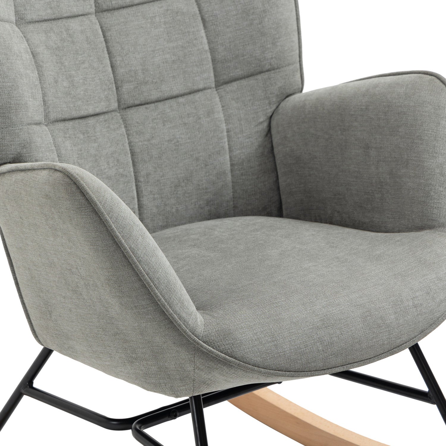 Scandinavian breastfeeding armchair with armrests in gray fabric with stitching - Funkel