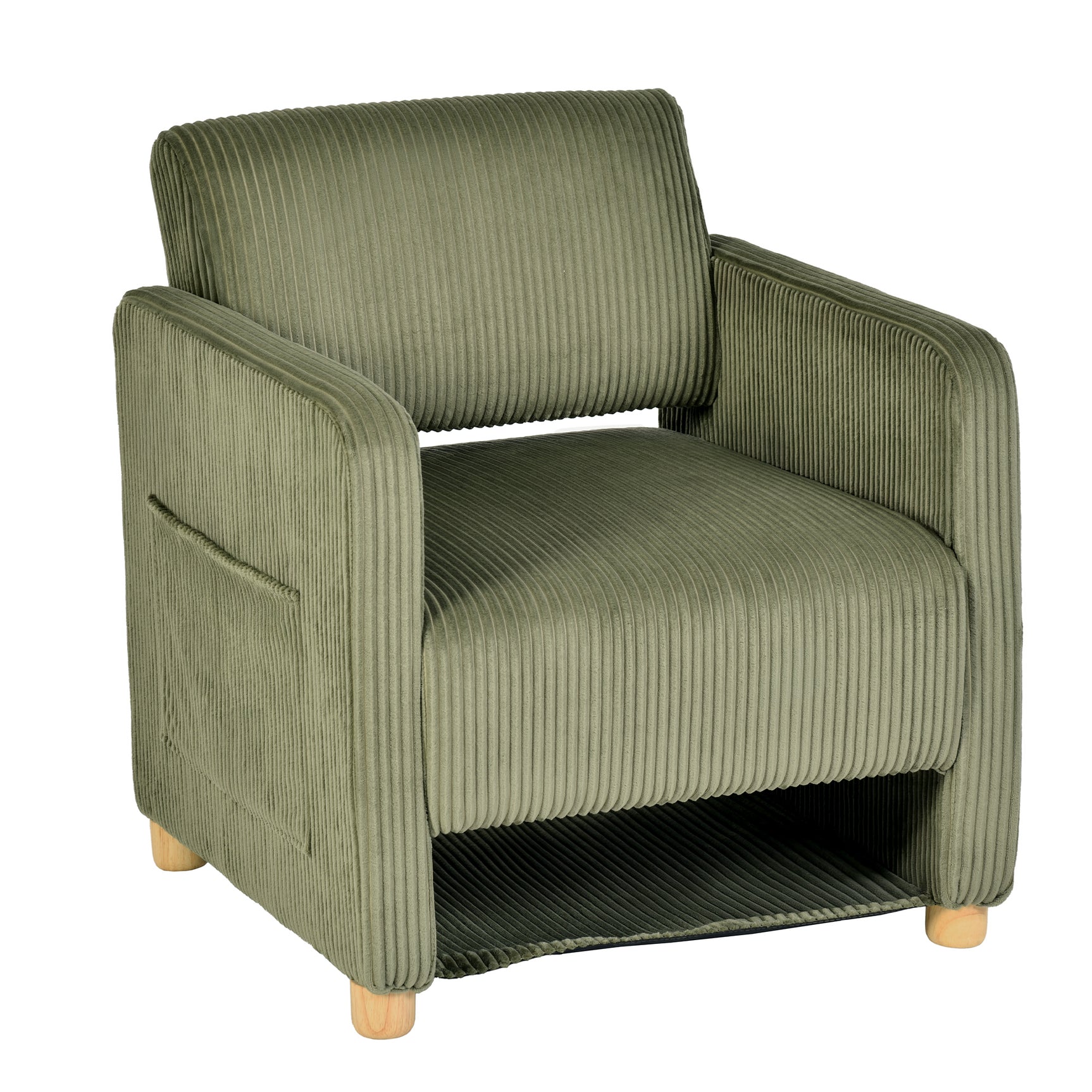 Loungesessel mit Armlehnen aus beigem Cord – DOMCO