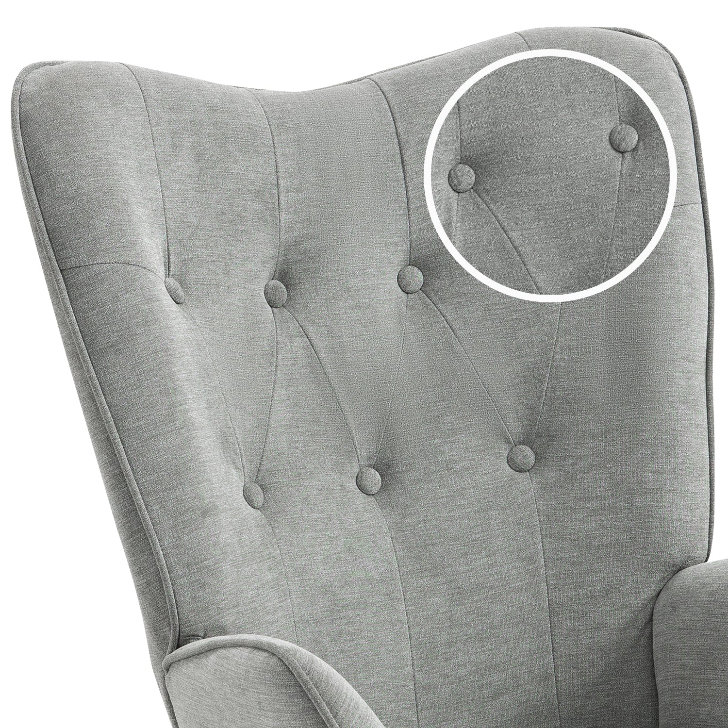 Fauteuil scandinave avec accoudoirs en tissu gris capitonné - KAS