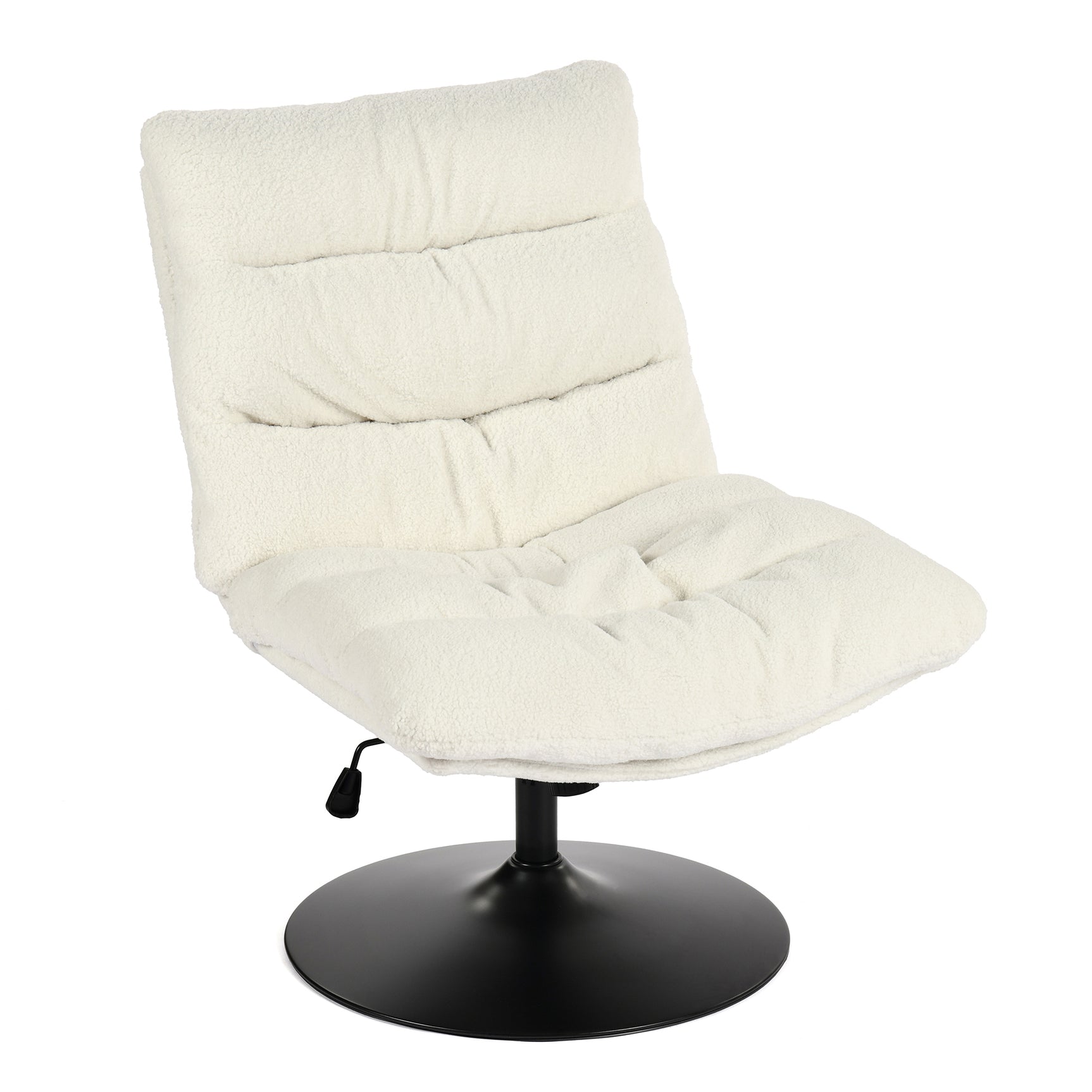Fauteuil de loisirs réglable tissu mouton bouclette blanc pivotant à 360° - LAMBERY