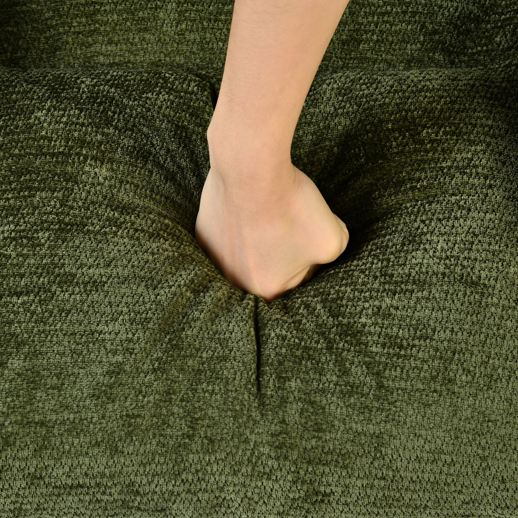 Lot de 2 fauteuil à bascule scandinave en tissu chenille avec accoudoirs pour salon ou chambre à coucher, vert - LITHOPS