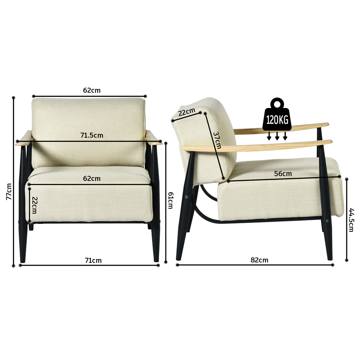 Fauteuil en tissu beige - MOLICA