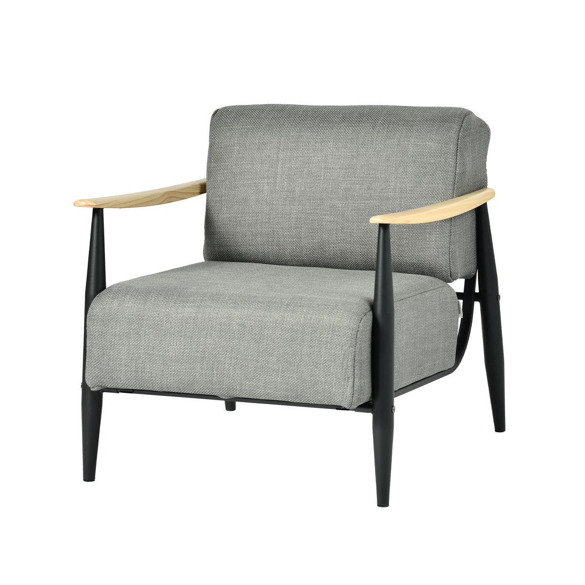 Lounge armchair with armrests in beige corduroy - DOMCO