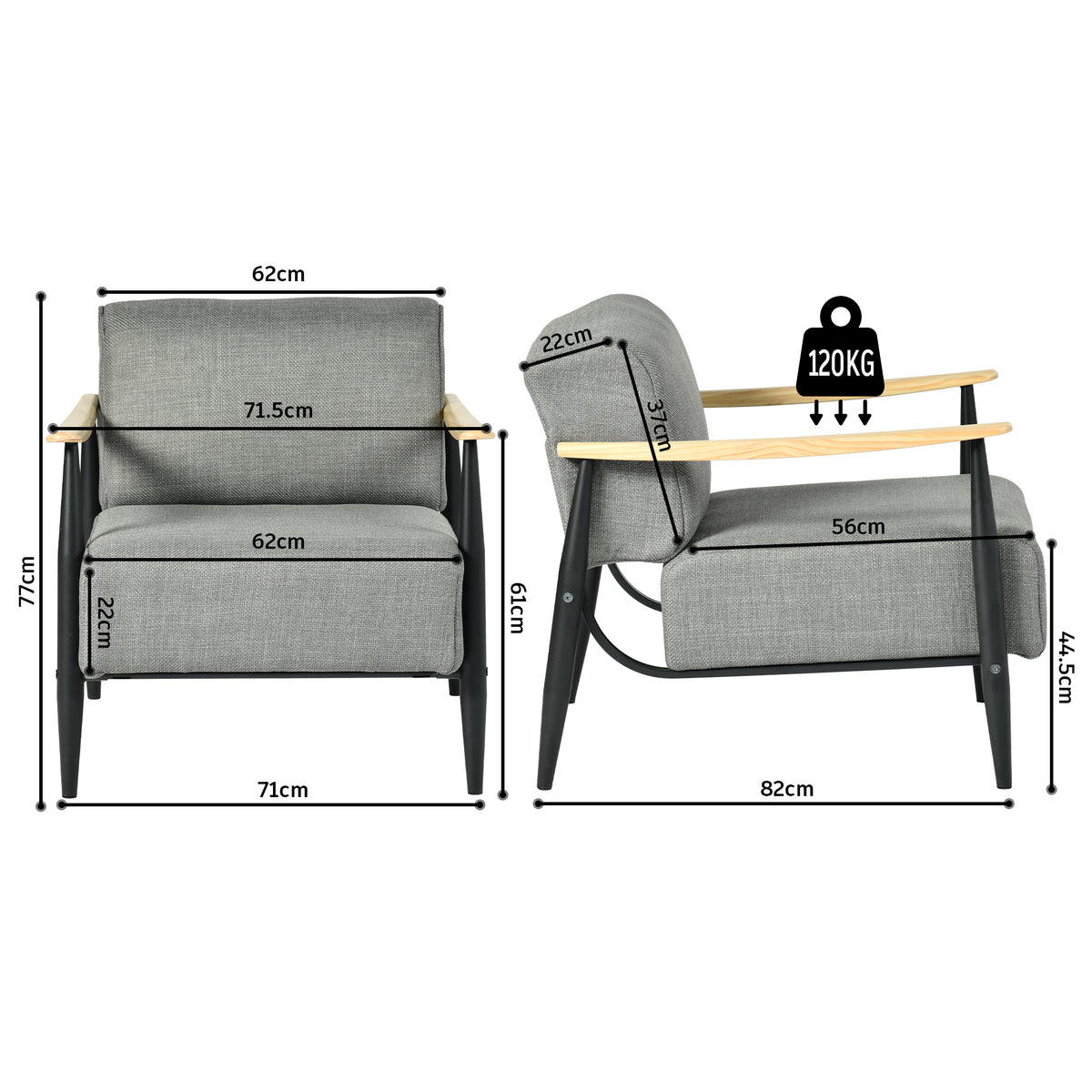 Lounge armchair with armrests in beige corduroy - DOMCO