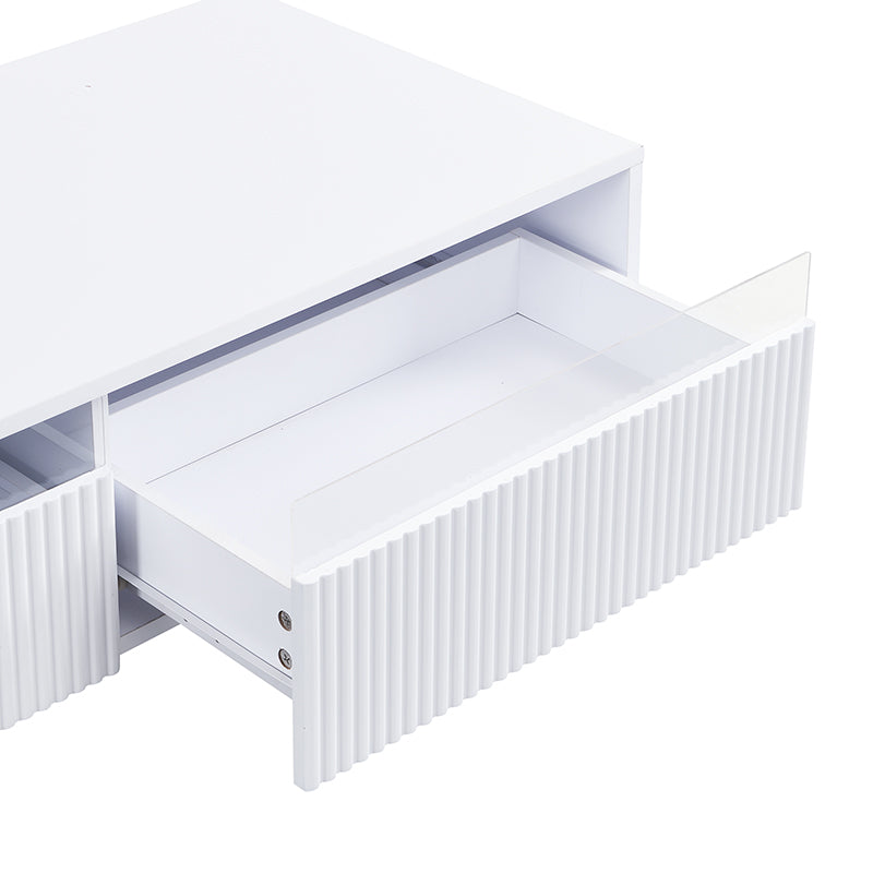 Table basse en MDF blanc avec éclairage LED