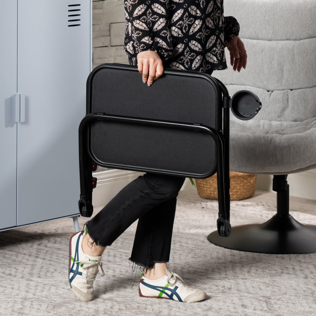 Foldable side table for laptop, adjustable sofa adjustable sofa with tilting tray and cup holder-baseline