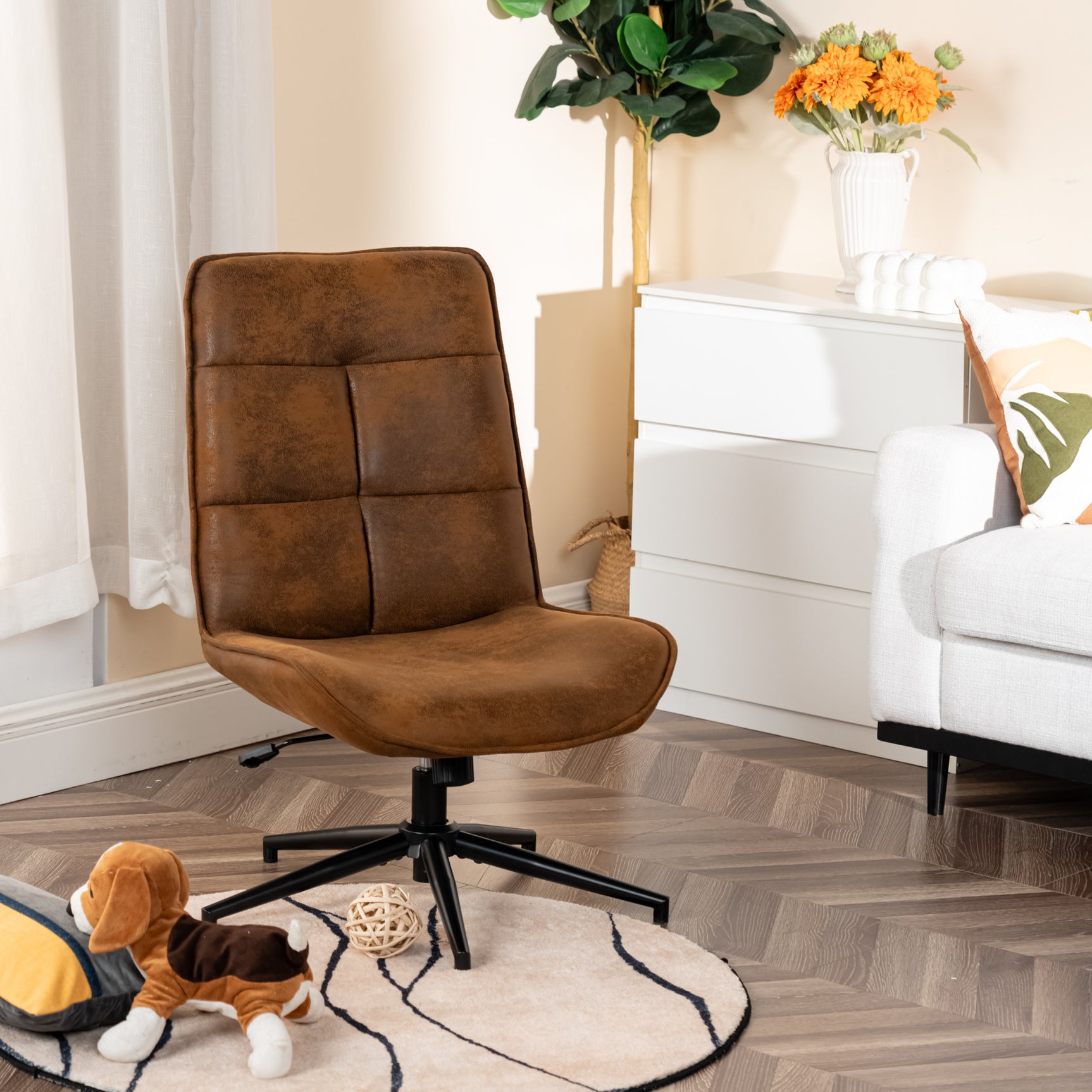 Leisure chair adjustable in 360 ° swivel suede - Charlotte