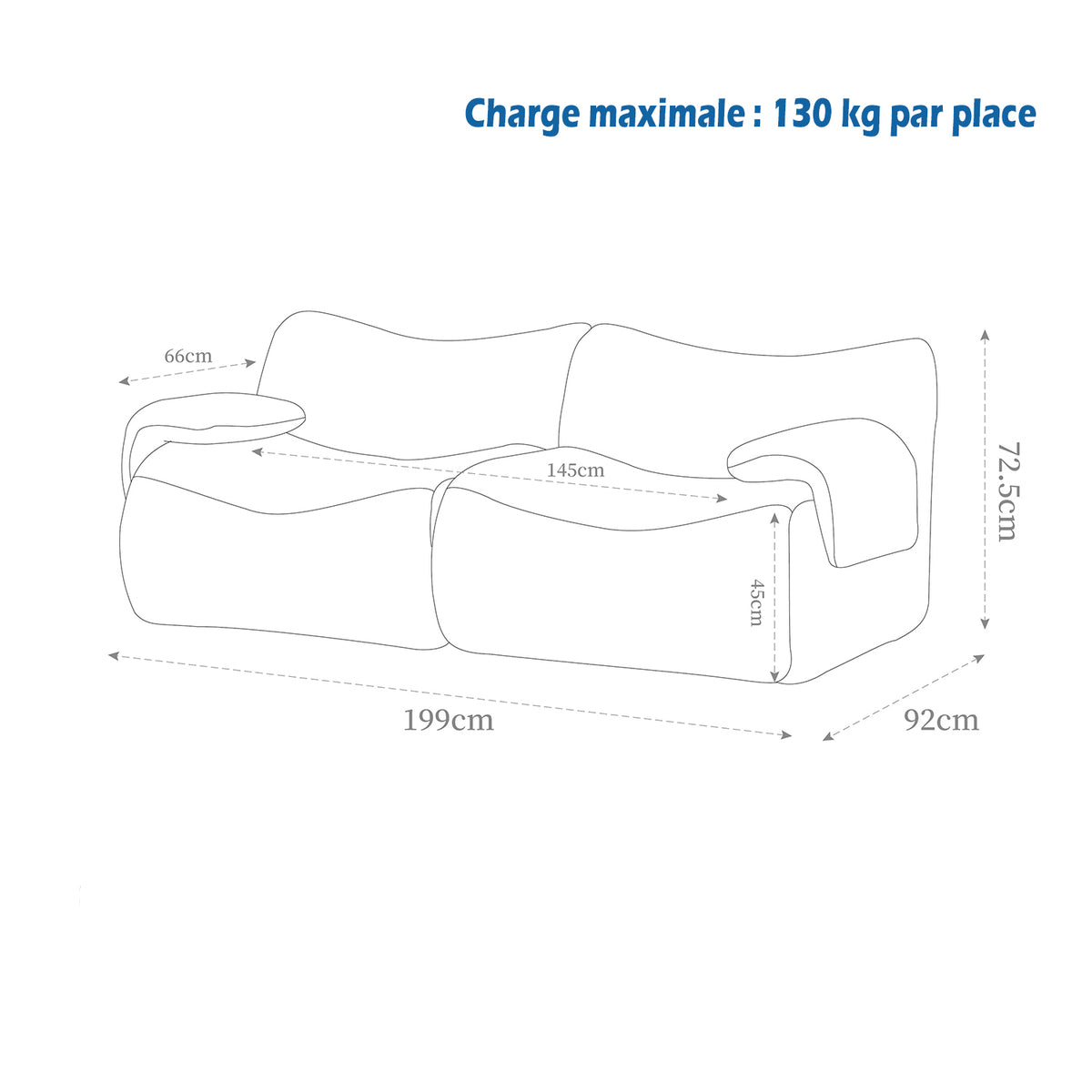 2-Sitzer-Schlafsofa aus dunkelgrauem Stoff mit Seitentaschen, modernes Schlafsofa